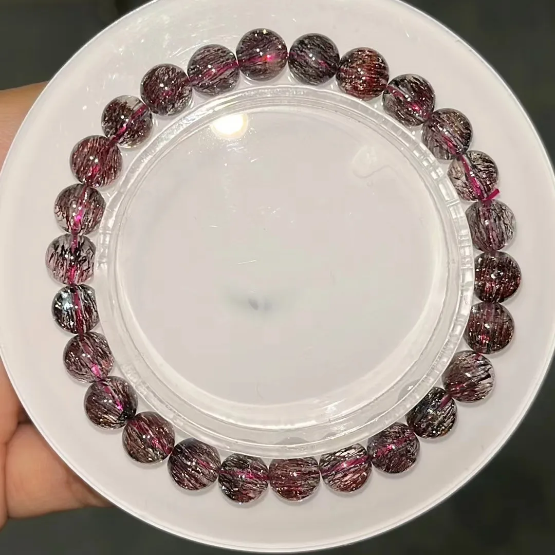 

7.2mm Natural Red Super Seven 7 Lepidocrocite Quartz Bracelet Clear Round Beads Crystal Women Men AAAAAAA