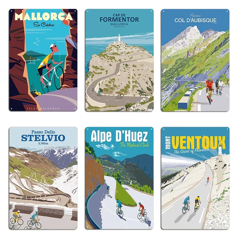 Sa Calobra Mallorca Alpe D'Huez gorra DE ciclismo DE FORMENTOR MALLORCA Metal Pub Club crear diseños decoración de pared cartel de estaño