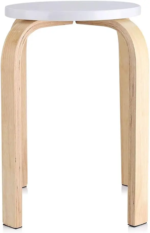 

White Round Stool, 18 H Backl Chairs With Round Top Stool Wooden Small Barstools Stacking Bentwood Stool Home Shop Simple Chair