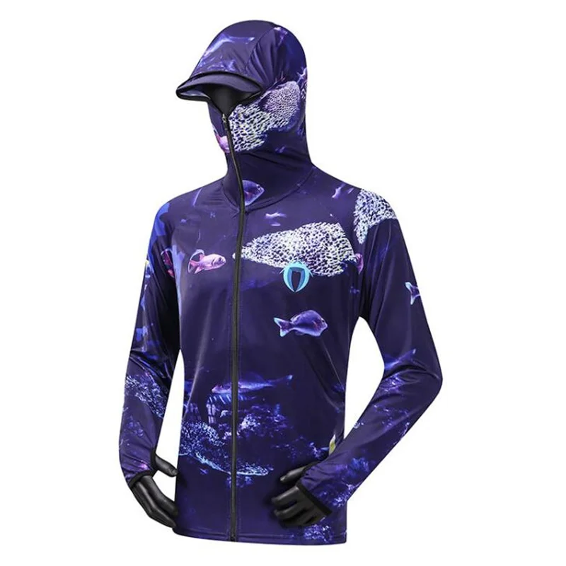 Anti-UV Sunscreen Sun Protection Clothes Professional Fishing Hoodie With Mask Fishing Shirt Breathable Quick Dry Fishing Jersey