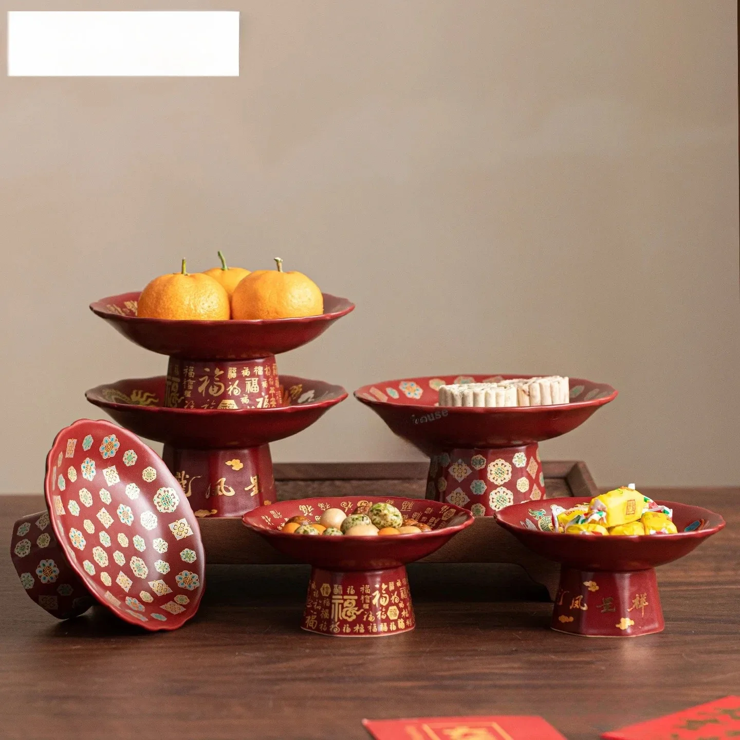 Underglaze Colour Red Fruit Dishes Aesthetic Pastry Plate Fruit Dishes Household Serving Tray Tea Services Supplies Ornaments