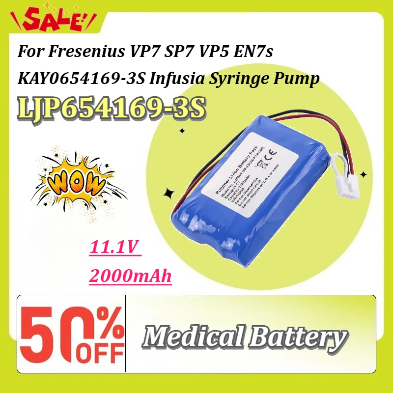 

New LJP654169-3S(3ICP7/41/69) 11.1V 2000mAh Li-ion Battery for Fresenius VP7 SP7 VP5 EN7s KAY0654169-3S Infusia Syringe Pump