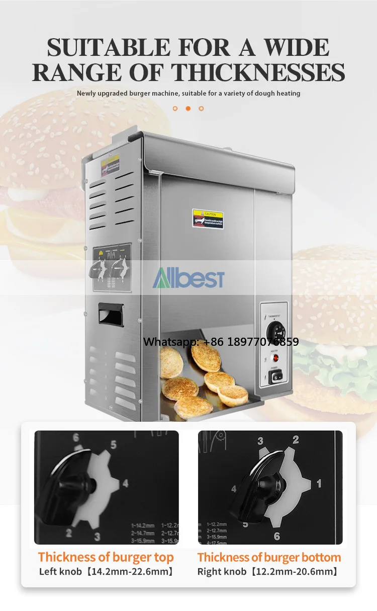 2026 Commercial Vertical Hamburger Chain Toaster Burger Bread Toaster With Conveyer Belt