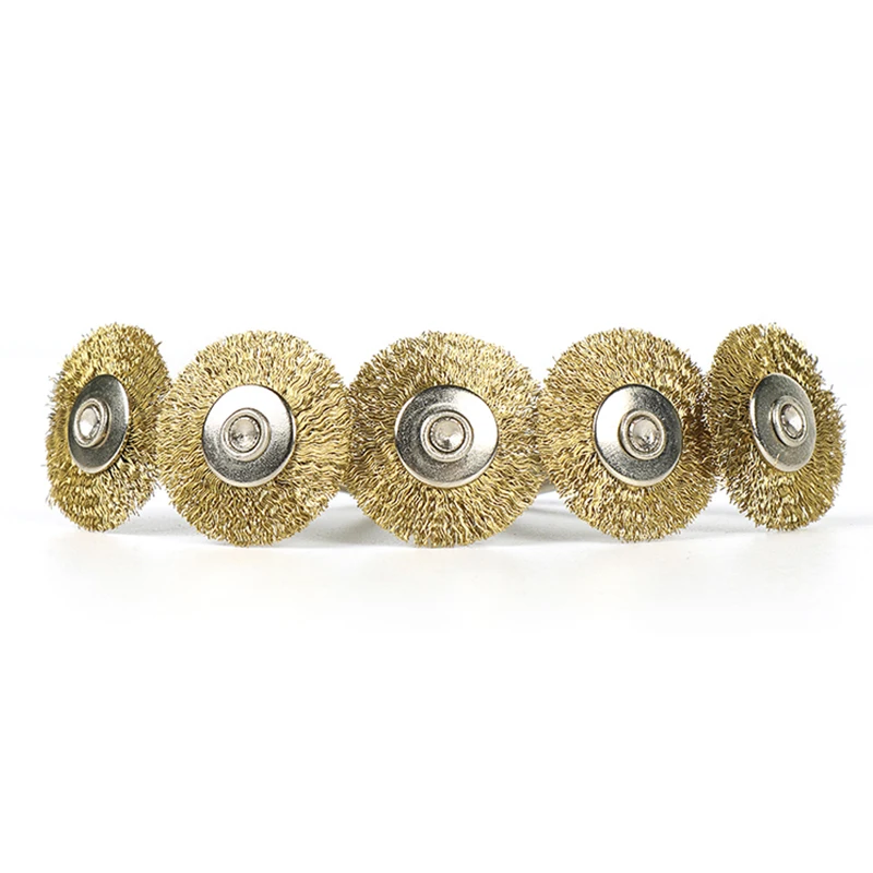 50Pcs/100Pcs 22mm Brass Wheel Wire Brush Set 3mm Shank for Dremel Tool Rotary Tool Accessories Polishing Brushes Abrasive