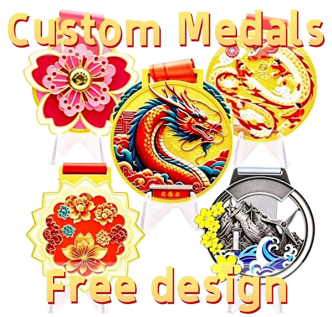 Custom 3D Gold Award Marathon Race Medals Zinc Alloy Outdoor Sports Souvenir Metal UV Sublimation Personalized Winning Prize