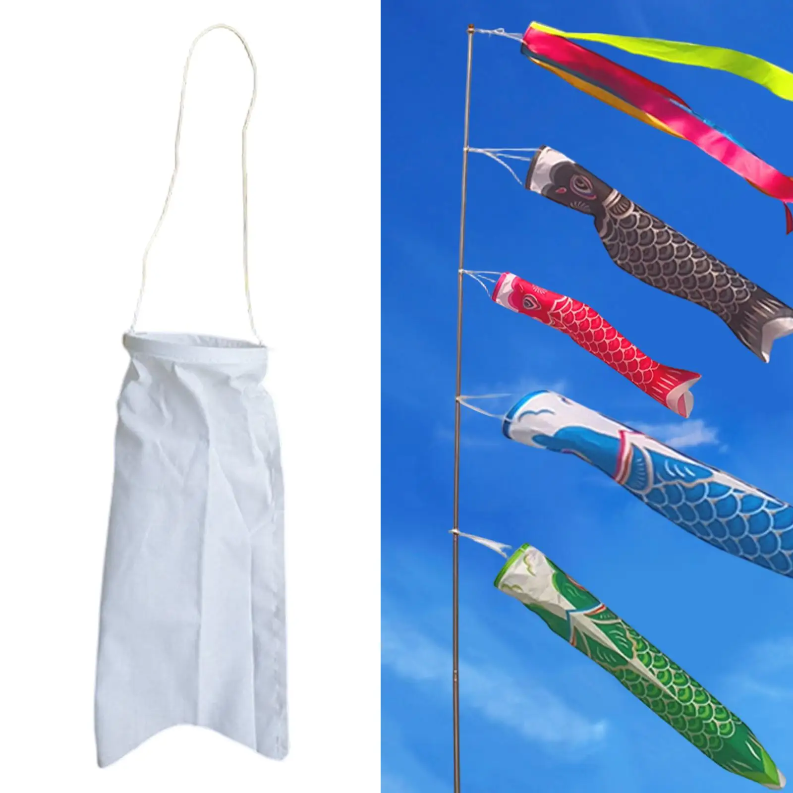 Blank Carp Flag Photo Props, Japanese Carp Windsock Children Graffiti Drawing Flag, Hanging Banner for Wedding Backdrop Gardens