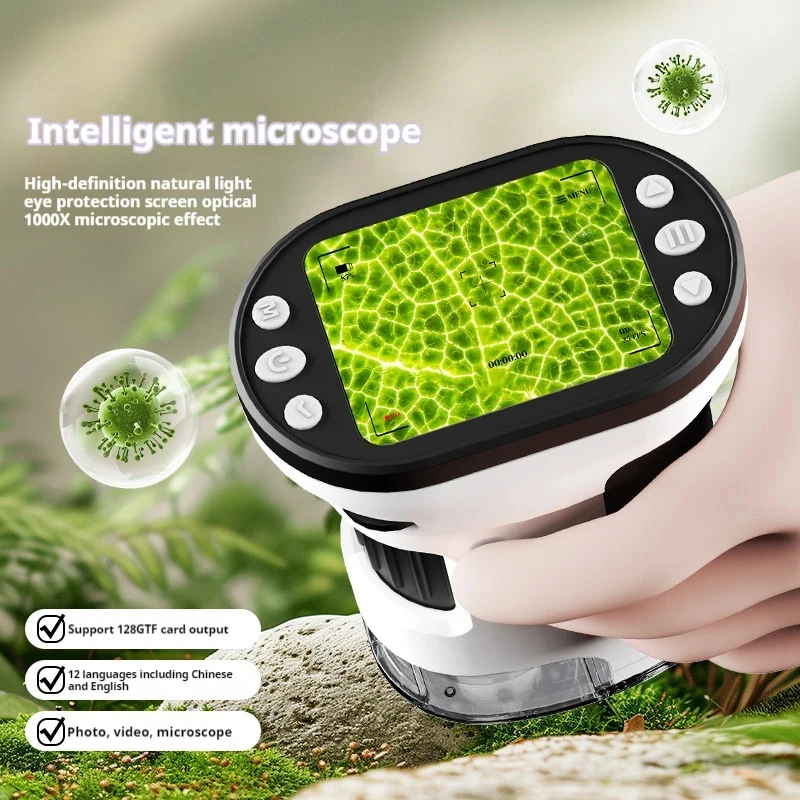 Kids Microscope Biological Kit 1000x Magnifier 200 Megapixels with LED Photo Video Function Educational Toy Science for Children