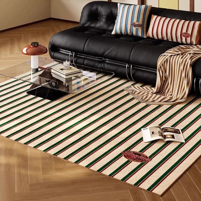 Stripe Pattern Bedroom Decor Retro Carpet Minimalist Style Carpets for Living Room Anti-slip Lounge Soft Rug Washable Floor Mat
