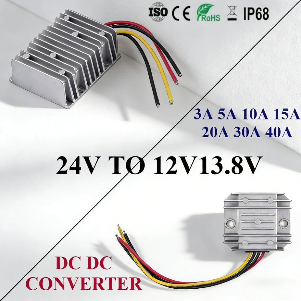 

Понижающий преобразователь постоянного тока от 24 В до 12 В/13,8 В, 3A, 5A, 10A, 15A, 20A, 30A, 40A, понижающий регулятор напряжения, модуль питания для автомобиля, водонепроницаемый