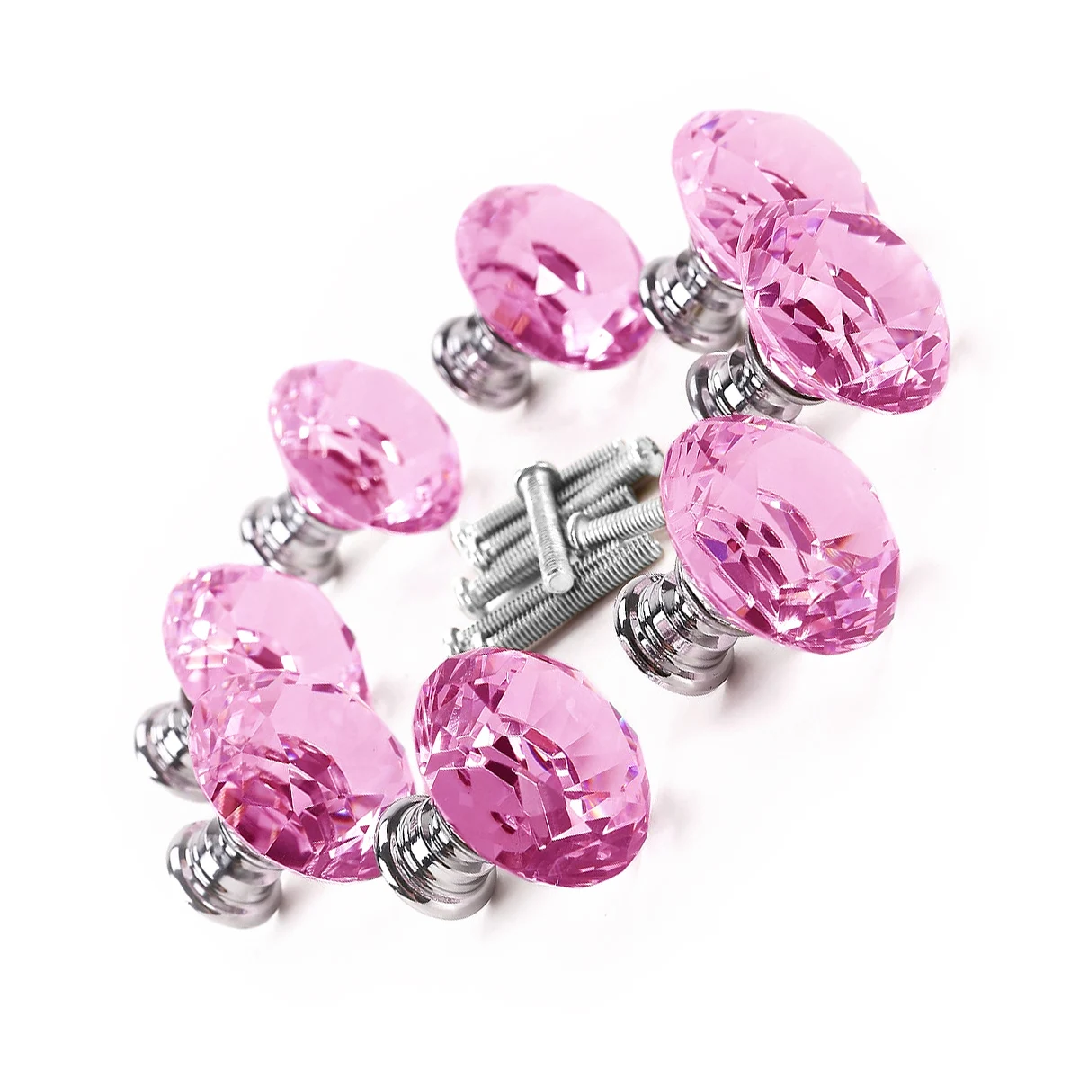 

30 Mm Cabinet Handle Kitchen Knobs Pink Door Crystal Glass Clear Drawer Handles Desk