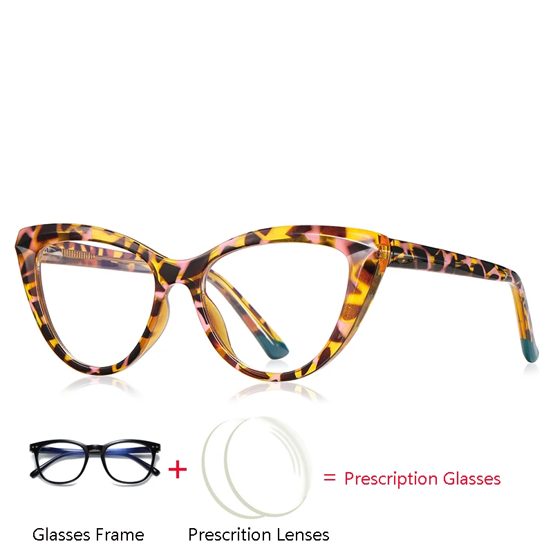 Leopard Frame Cat Eye Nearsighted Glasses For Women TR90 Shortsighted/Hyperopia/Progressive/Bifocal Customized Eyeglasses