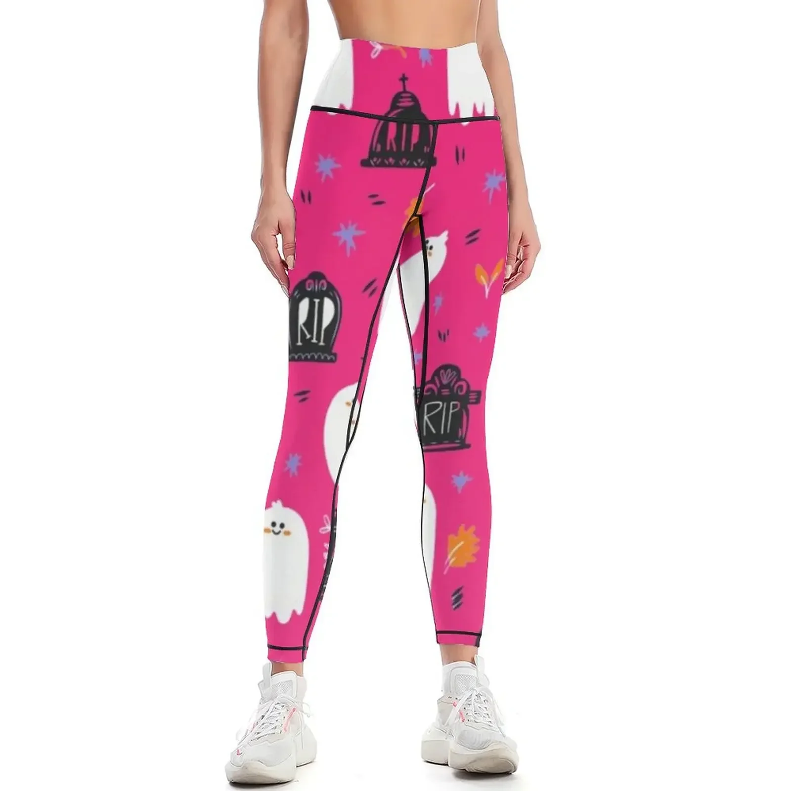 

Halloween Creepy Ghosts RIP Pattern Leggings sport legging Women's sports sports woman gym sporty woman push up Womens Leggings