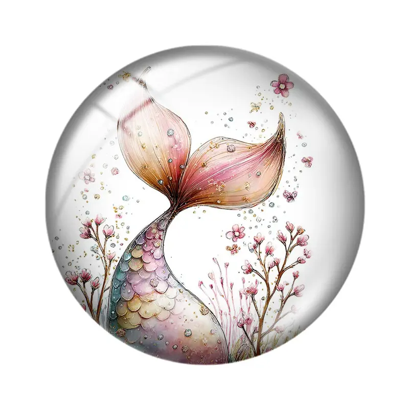 Cute Ocean Fantasy 12/18/20/25mm glass cabochon  bracelet pendant rings for jewelry demo earrings back Making findings