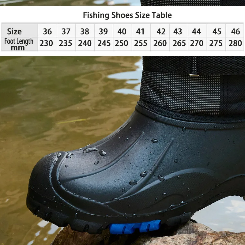 Outdoor Winter Snow Fishing Hiking Hunting Wading Boots Caza Waterproof Shoes Non-slip with Steel Nails Warm Liner Shoes