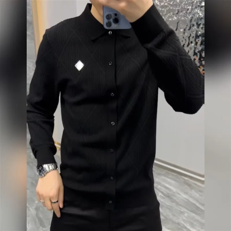 Faionable Slim Fit Knitted f Open Cardigan Casual Long Sve irt for Men Trendy Button up Versatile Autumn Wear