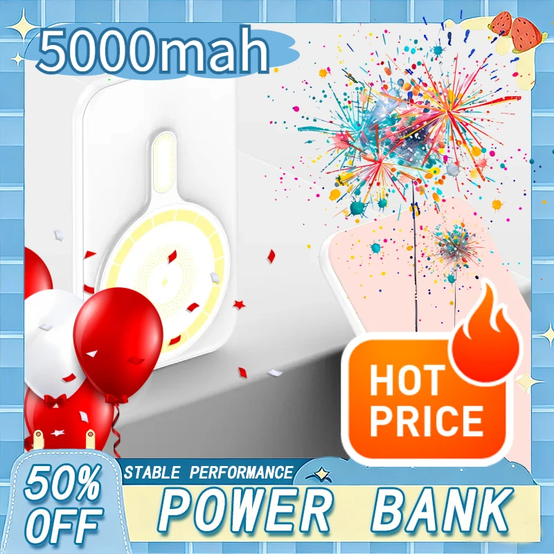

Ultra Thin Mobile 5000mAh Large Capacity 20W Fast Charging Wireless Power Bank External Battery Magnetic Suitable For iPhone