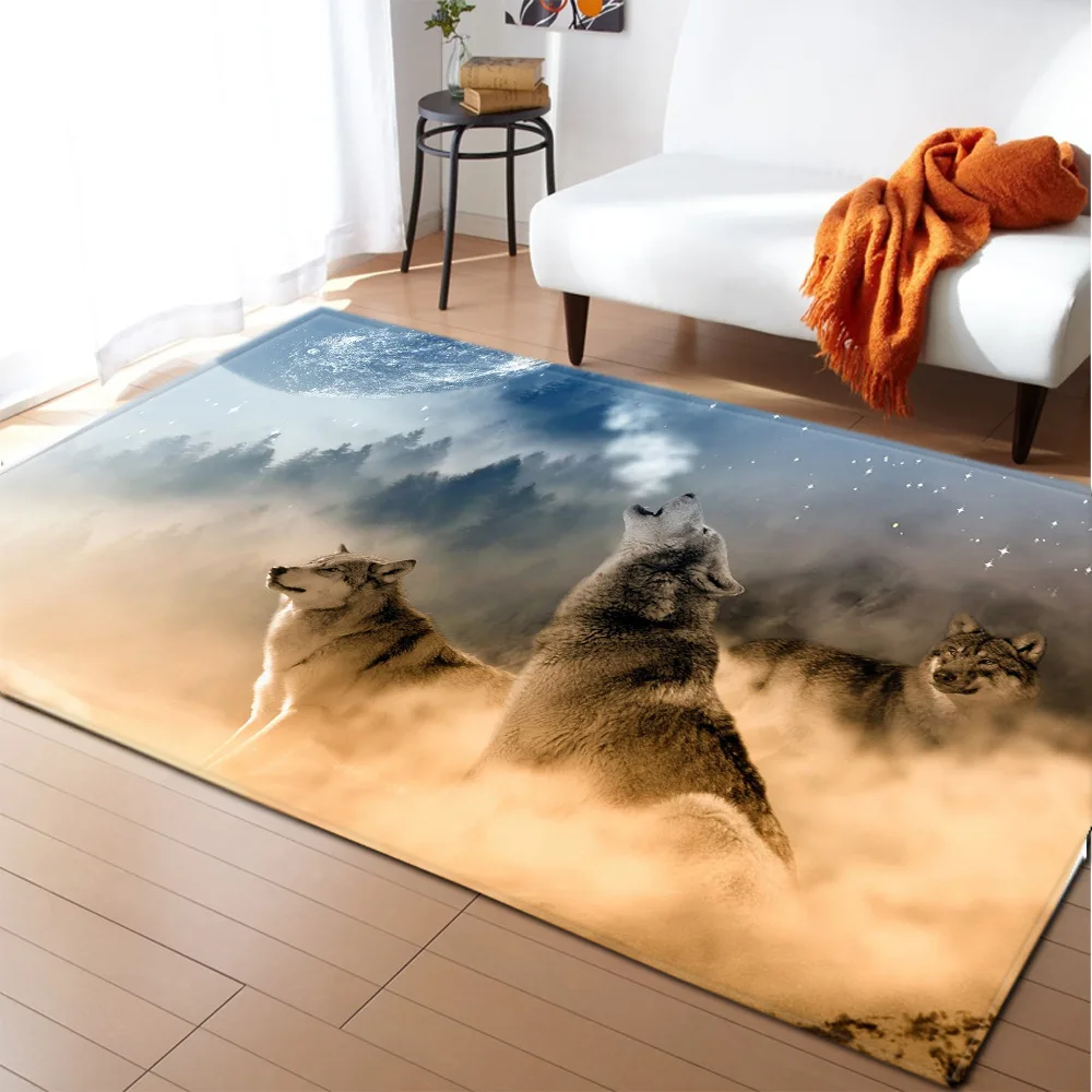 Animal Wolf 3D Printing Carpets for Home,Living Room,Bedroom,Child Play Area Rugs,Soft Flannel,Baby Crawl Floor Mat,Dropshipping