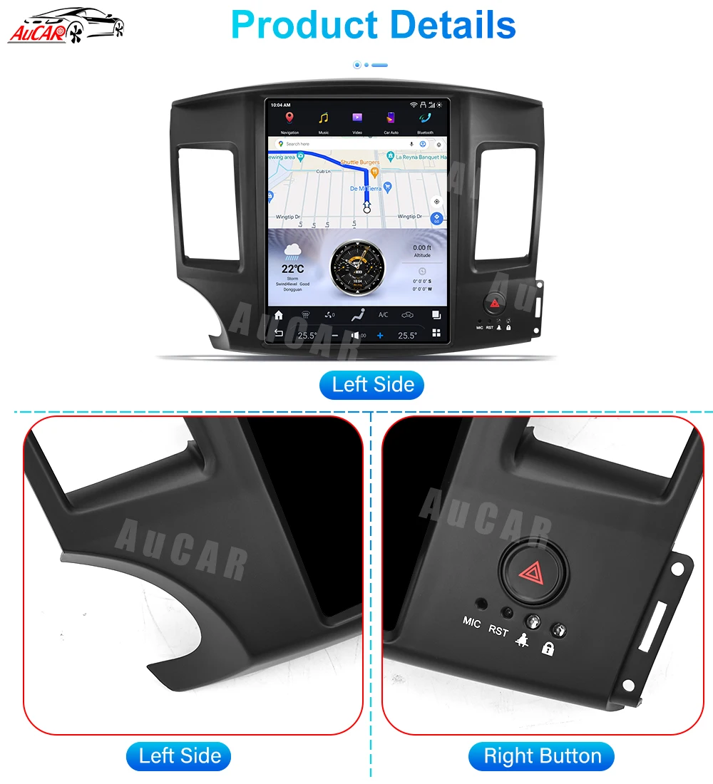 AuCar T-Style Car Stereo Android 13.0 Head Unit Car DVD Player Car Radio For Mitsubishi Lancer 2007-2017 12.1 Inch