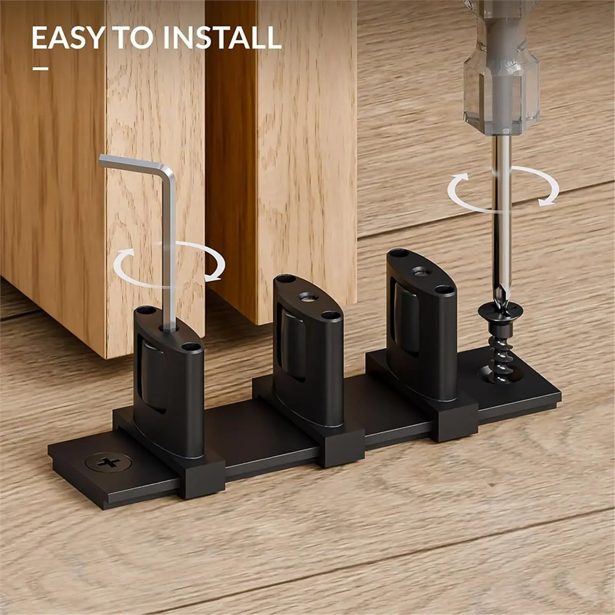 FUA@ Siding Closet Door Floor Guide,Update Adjustable 3-Roller Design for Bypass Doors Floor Guide,Sliding Door Bottom Guides