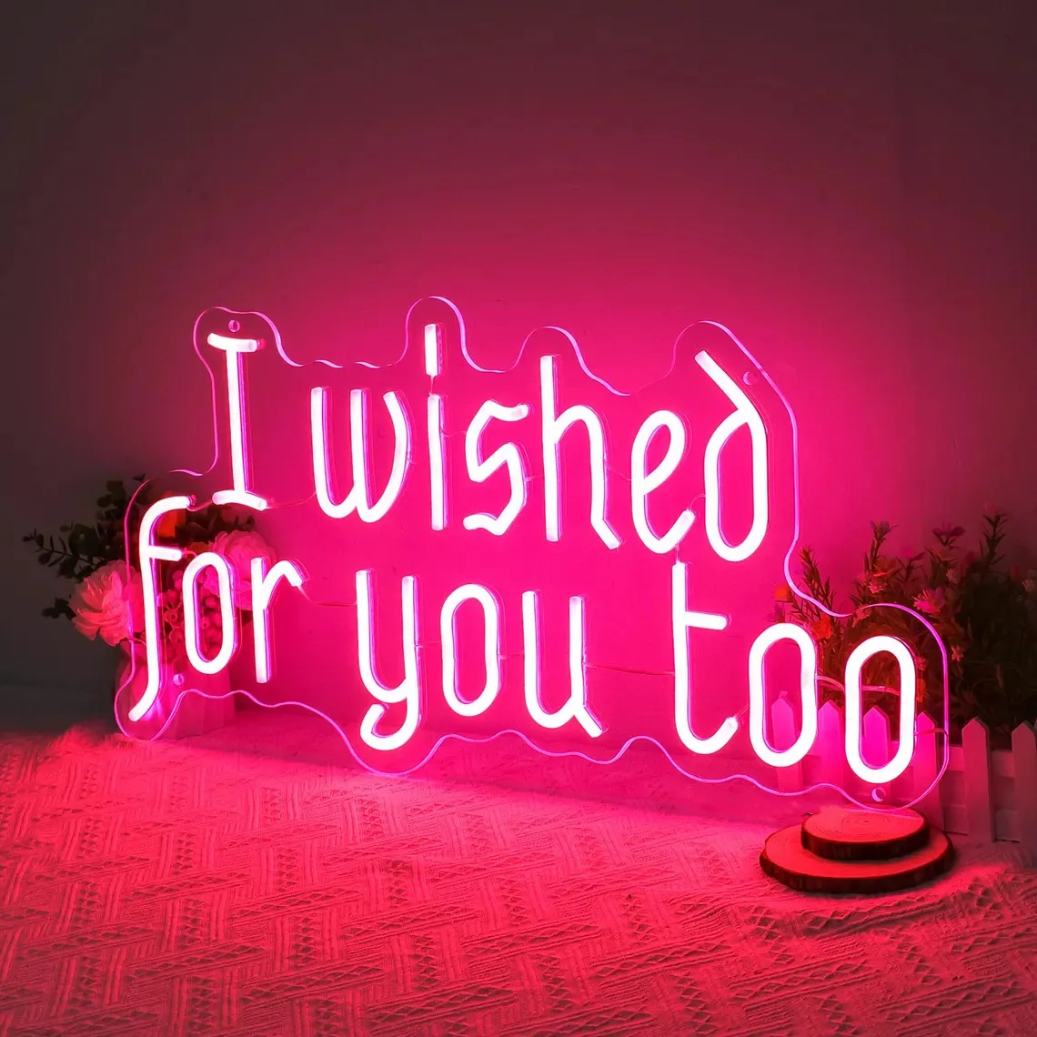 

Светодиодная неоновая вывеска I Wished For You Too, неоновый свадебный декор на заказ для помолвки, романтический фон, неоновый подарок фаната фильма 90-х годов
