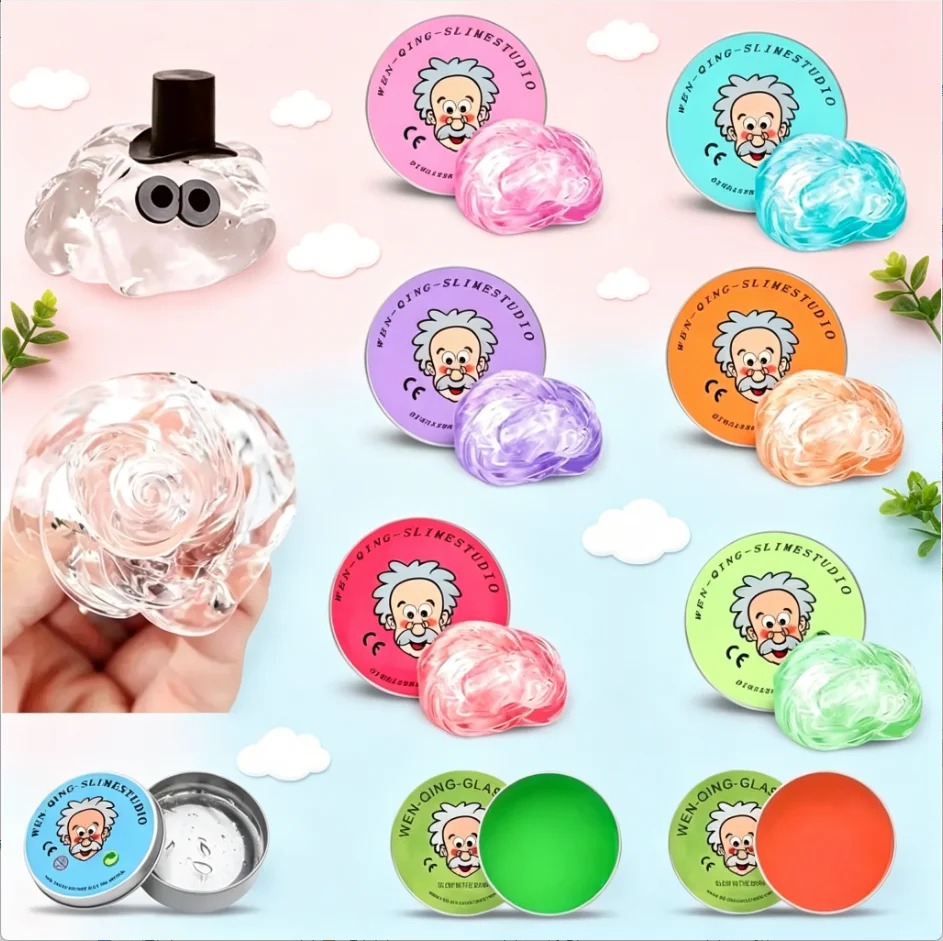 Crystal Clear Glass Lab Putty Premium Smart Thinking Stress Relief Putty with Tin Box, Sensory Bouncing Decompression Fidget Toy