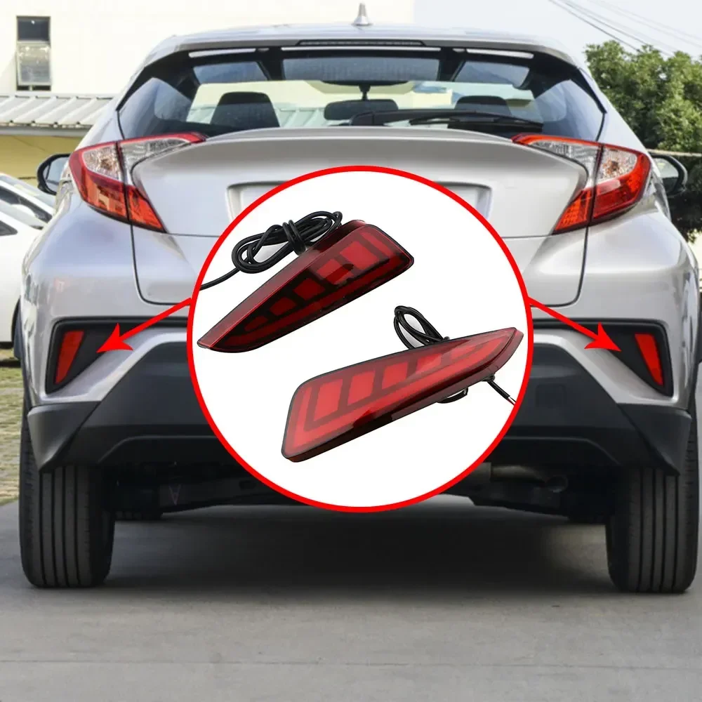 2Pcs Car LED Rear Bumper Brake Light for Toyota C-HR CHR 2016 2017 2018 2019 2020 2021 2022 Rear Fog Lamp Reflector Accessories