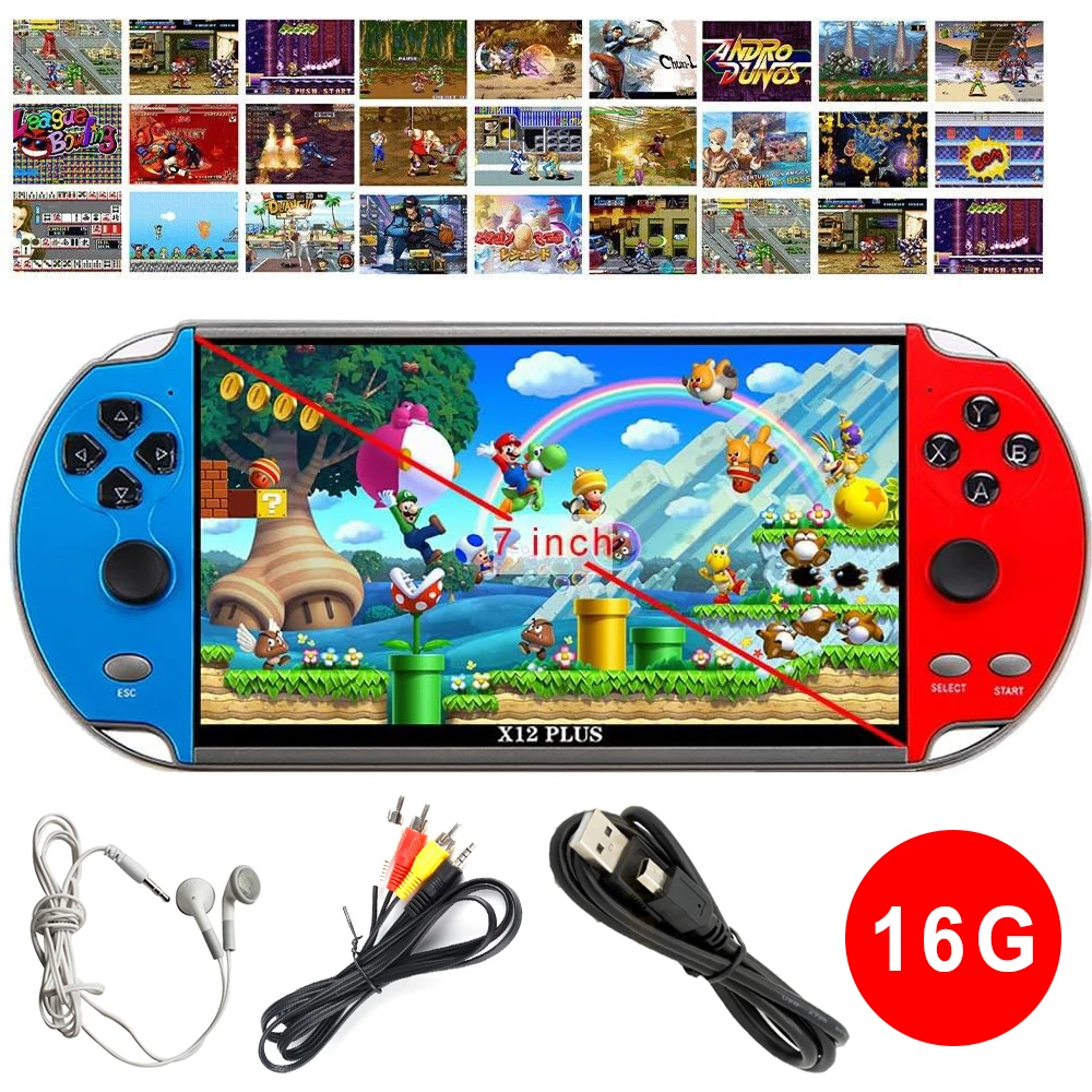 Console de jeu Portable X12 Plus, écran HD de 7.1 pouces, lecteur vidéo Portable, 10,000 jeux vidéo classiques intégrés