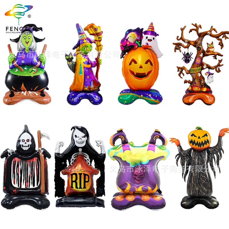 Cross-Border Halloween Aluminum Film Balloon Standing Tombstone Witch Pumpkin Ghost Tree Ghost Festival Party Decoration Balloon