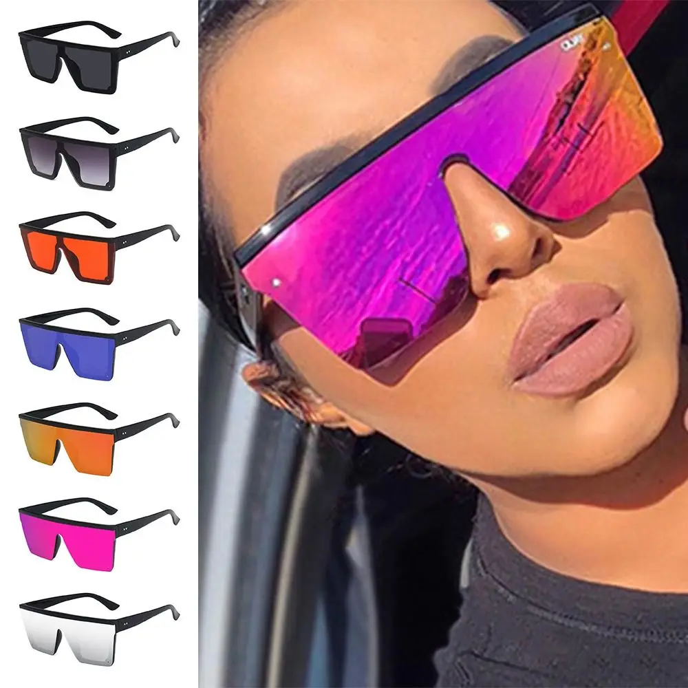 Vintage Male Flat Top Sunglasses Men Brand Black Square Shades UV400 Gradient Sun Glasses For Women Cool One Piece Designer