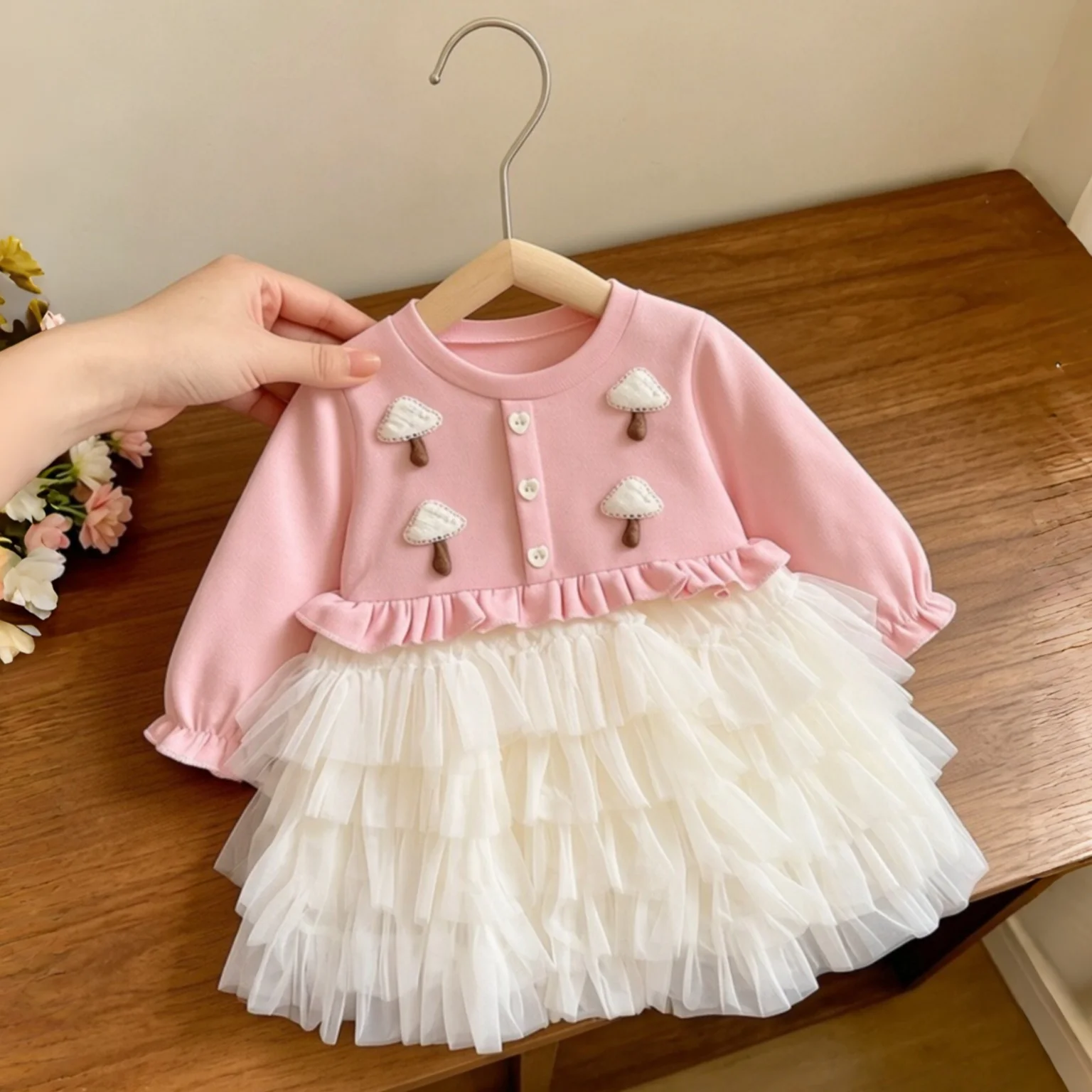 Autumn/Winter Baby Girl Dress Sweet Long Sleeve Princess Dress Baby Girl Birthday Party Daily Outing Holiday Children's Dress