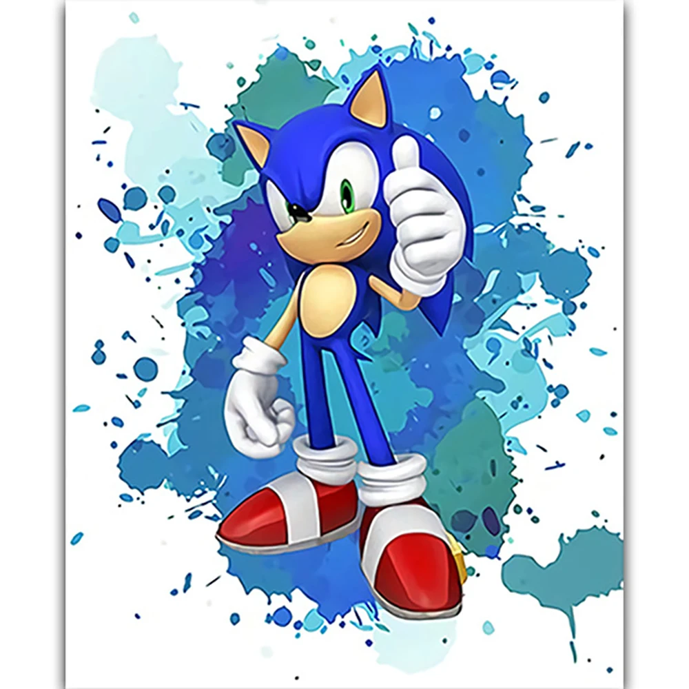 Japanese Cartoon 5D Sonic Diamond Painting Children's Kid Room Decor Handmade Mosaic Embroidery Cute Gifts 2023