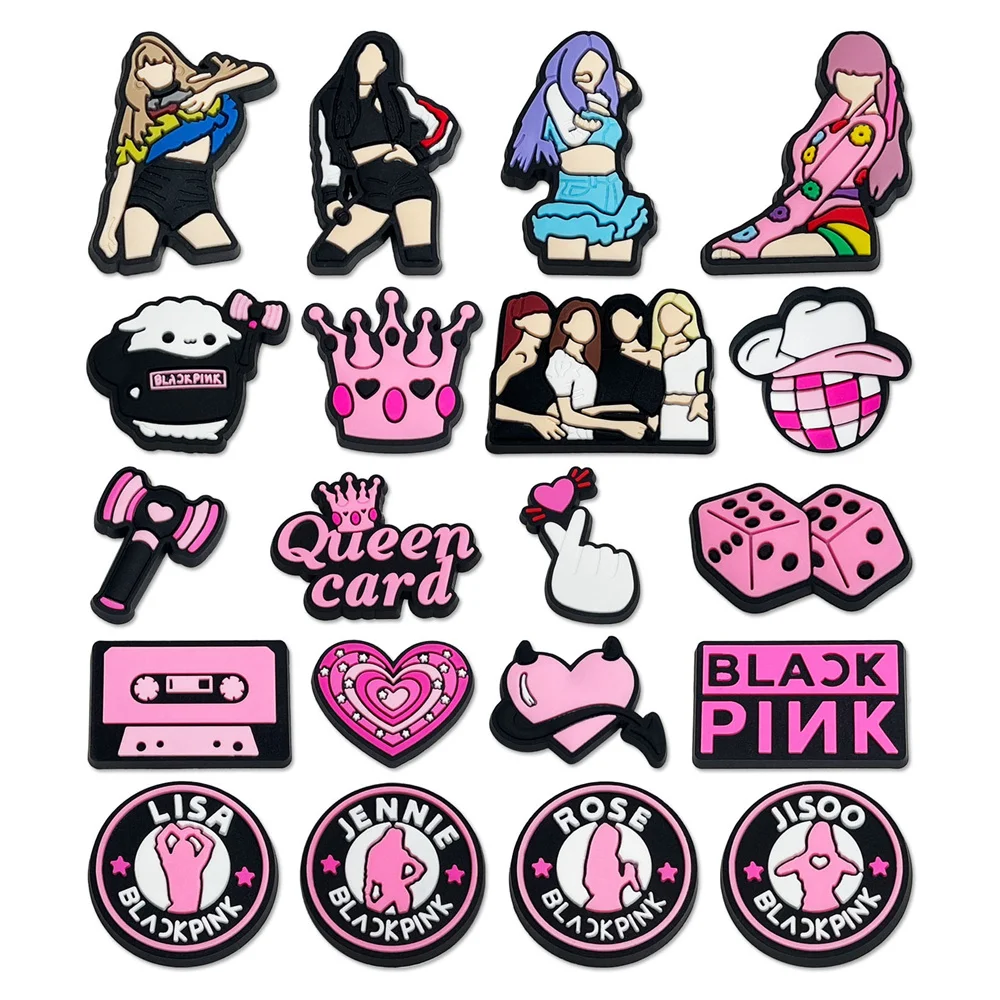 20pcs Musical Pink Black Shoe Charms Set Shoes Accessories Decorations Garden Shoes Upper Decorations Fit Clogs Sandal Buckle