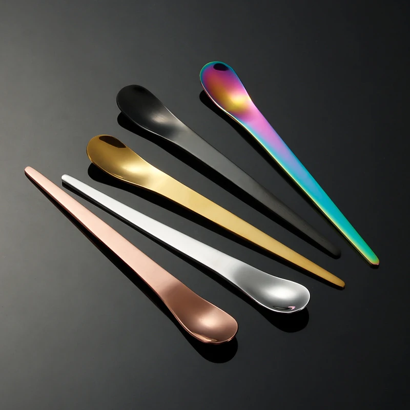 Stainless Steel Long Handle Stirring Spoon Coffee Tea Ice Spoon Bar Tableware Kitchen Tool Seasoning Mixing Dessert Spoon