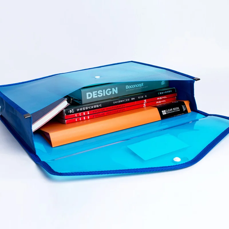 A4 Document Organizer Waterproof Translucent Document Organizer Large Capacity Transparent Snap Pouch Office School Supplies