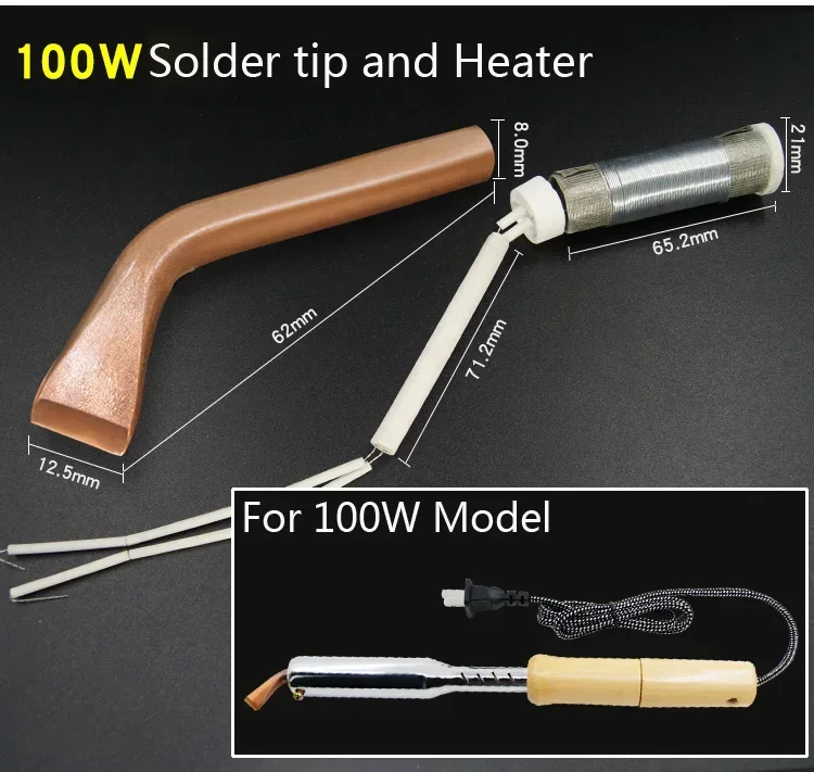 Electric Soldering Iron Heavy Duty External heat  50W 75W 100W 150W 200W 300W Soldering Iron tips heater Chisel Tip Wood Handle