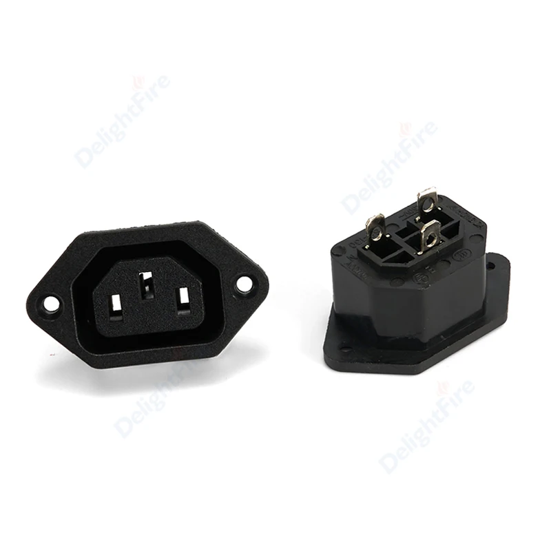 IEC320 C13 C14 Electrical Power Socket LED 250V Rocker Switch Brass 10A C6 Fuse Inlet Plug Connector Computer Mount Outlet