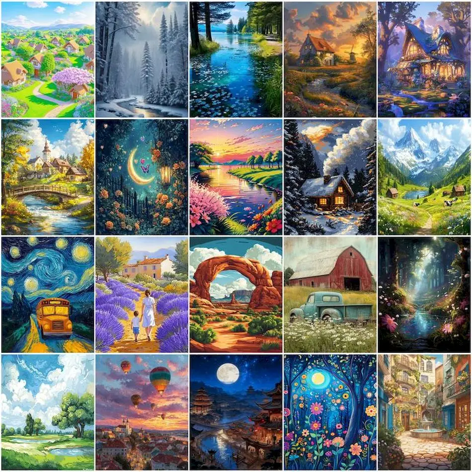 

GATYZTORY Canvas Painting By Numbers Adult Coloring Landscape Picture Drawing Gift Decorative Paintings Digital Watercolor Oil