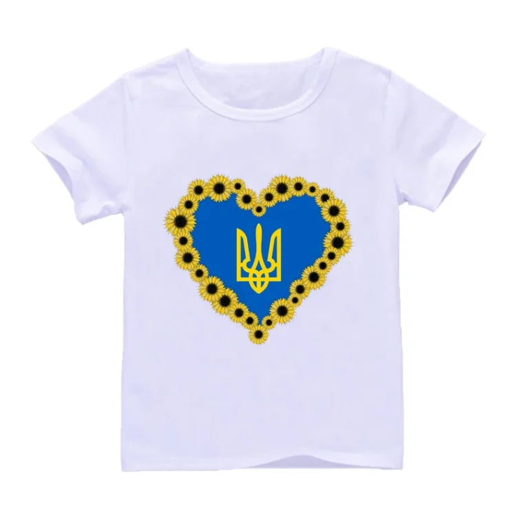 

Ukraine Love T Shirt Ukrainian Sunflower Art T-Shirt Harajuku Summer Boys Girls Unisex Short Sleeve