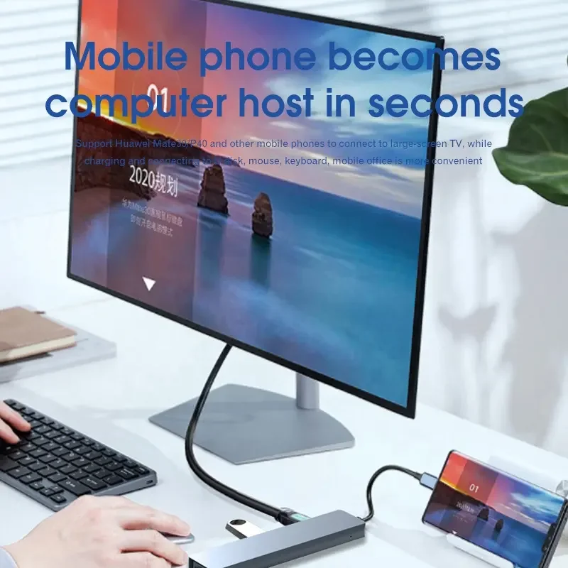 JND 10 في 1 نوع C USB Hub مع إيثرنت 4K HDTV متعدد المنافذ USB 3.0 Hub لمحطة إرساء MacBook Pro USB نوع c محول