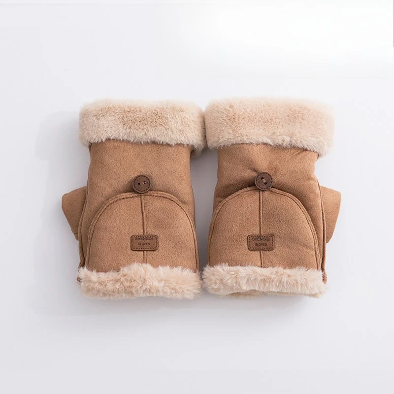 Winter Thermal Touchscreen Gloves Women Fleece Lined Cold Weather Riding Cycling Bike Gloves Soft Suede Office Work Casual Cute