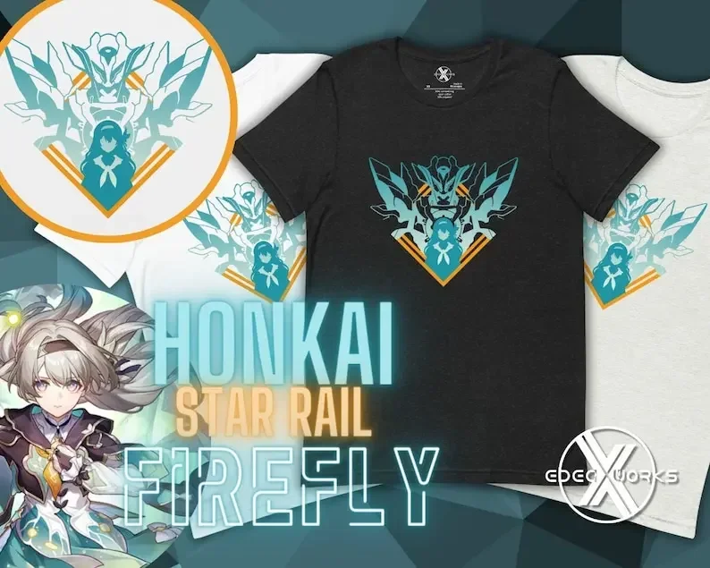 Anime Firefly Honkai Star Rail T-Shirt HSR Firefly Merch Gamer Unisex Shirt Otaku T-Shirts Gifts for Gamers
