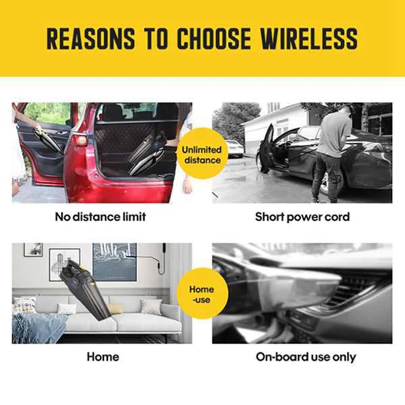 

4 In 1 Wired Air Compressor Car Vacuum Cleaner, 120W 6000PA Digital Tire Inflator Pump Handheld Car Vacuum Auto Shut Off-A99D