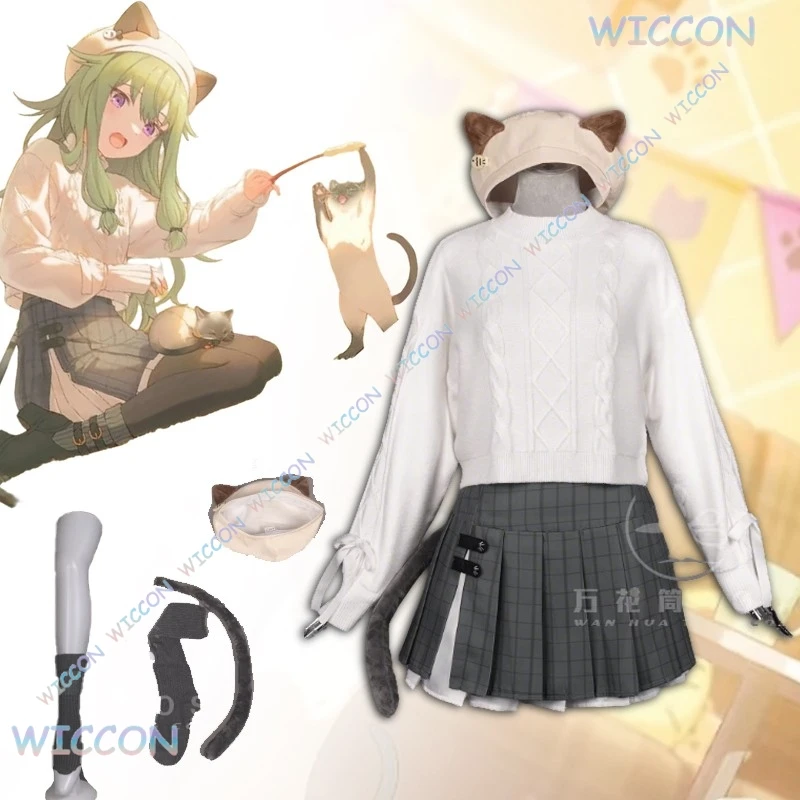 

MAG@Project Sekai Kusanagi Nene Cosplay Cosutme Sweater Skirt Set Wonderlands × Showtime Uniform Nene Women Girls Halloween Cat