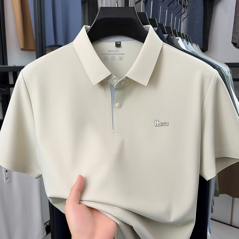 Men's Seamless Short Sleeved T-shirt, Polo Shirt, 2026 New Cool Top, Middle-aged Half Sleeve