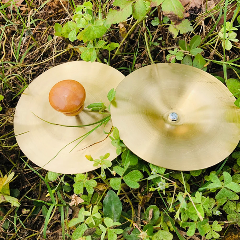 4 Pcs Copper Cymbal Children's Percussion Instrument Toddler Baby Small Cymbals Metal Wooden Mini Finger Musical