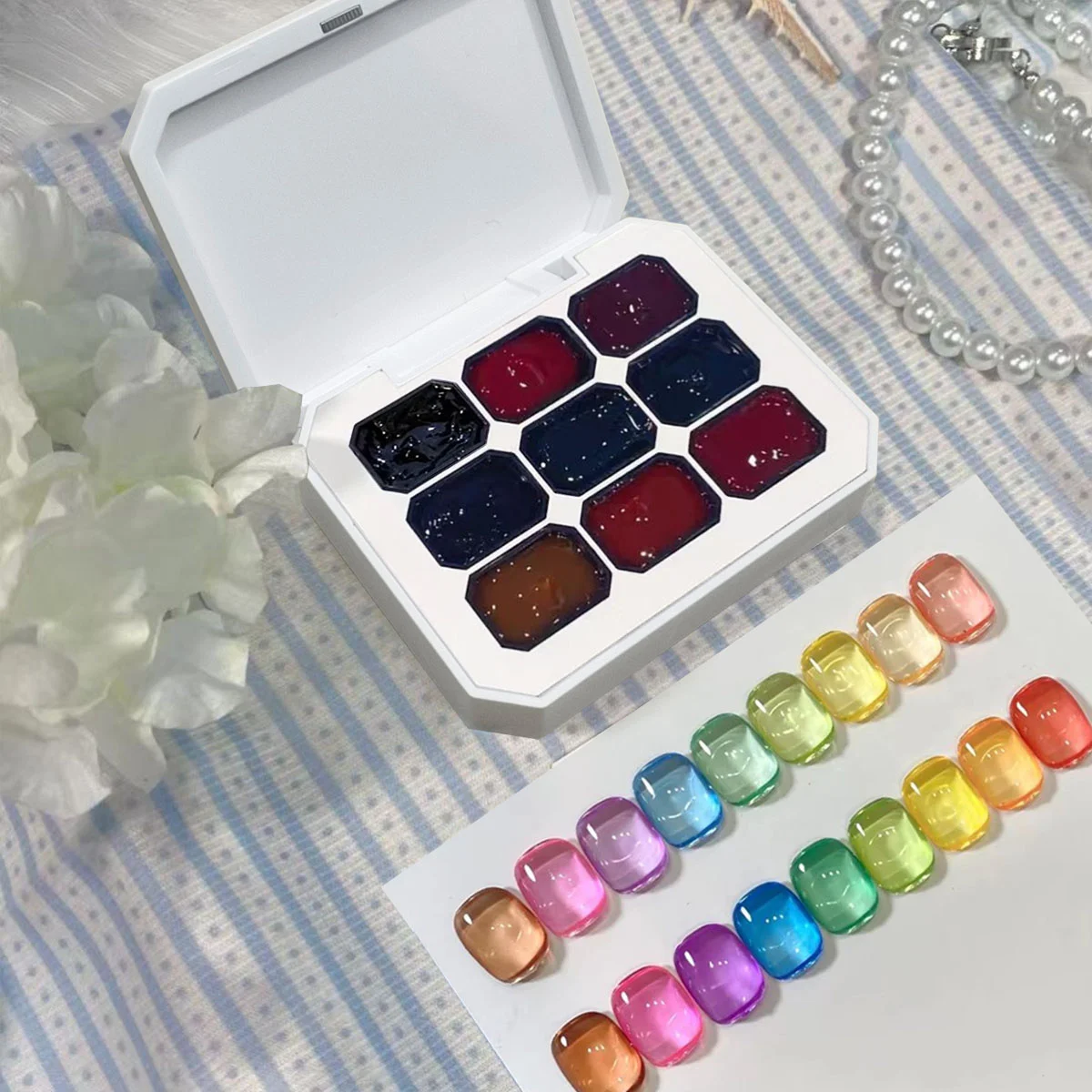 1pc Candy Glass 9-Grid Solid Nail Polish Gel Patting Gel New Transparent Silky Thick Nail Art creation Decoration DIY Summer