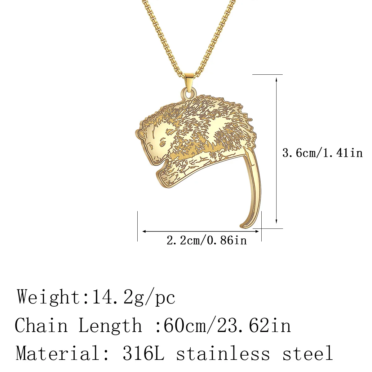 Kinitial Stainless Steel Animal Opossum Pendant Necklace North American Marsupial Necklace Chain Choker For Women Men Gifts