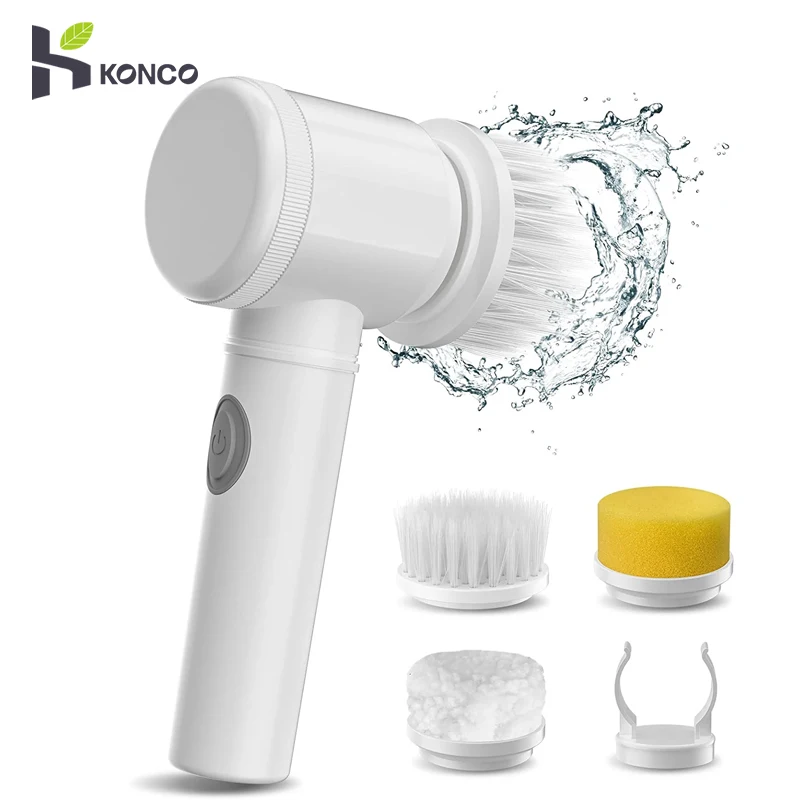 Electric Cleaning Brush,Electric Spin Scrubber with 3 Brush Heads Bathroom Wash Brush Toilet Tub Electric Turbo Scrub Tool Set