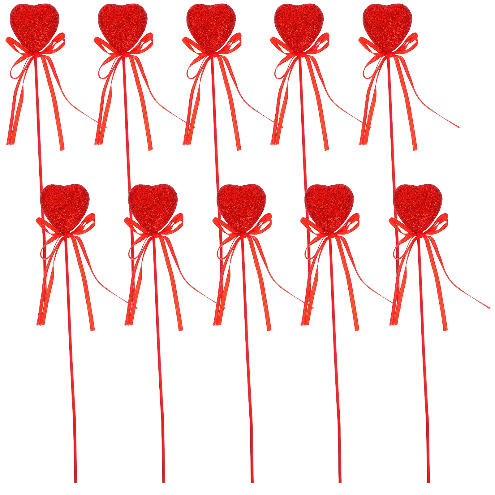 

10pcs Heart Picks Glitter Foam Decorations for Valentine Wedding Party Birthday Cake Toppers Red Shape Floral Ornaments
