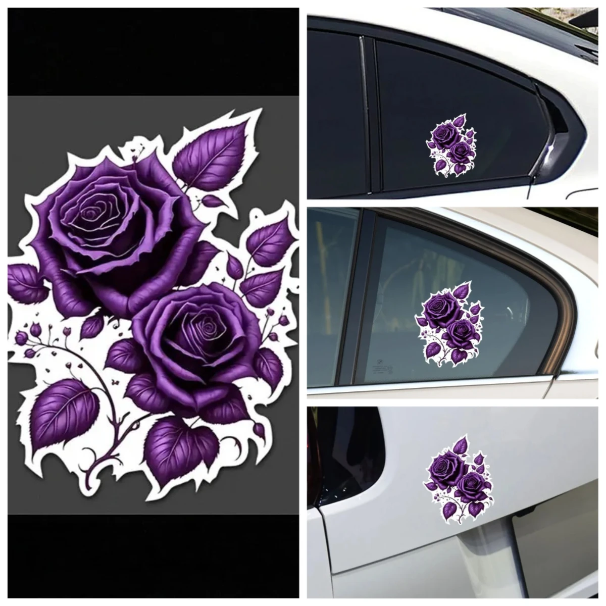 

Purple Rose Car Decal Sticker Waterproof Vinyl Automotive Cartoon Flower Decoration for Vehicle Motorcycle Window Bumper